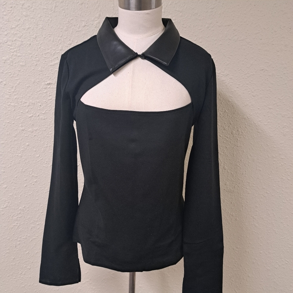 NWOT Venus Collared faux leather top - Picture 4 of 5